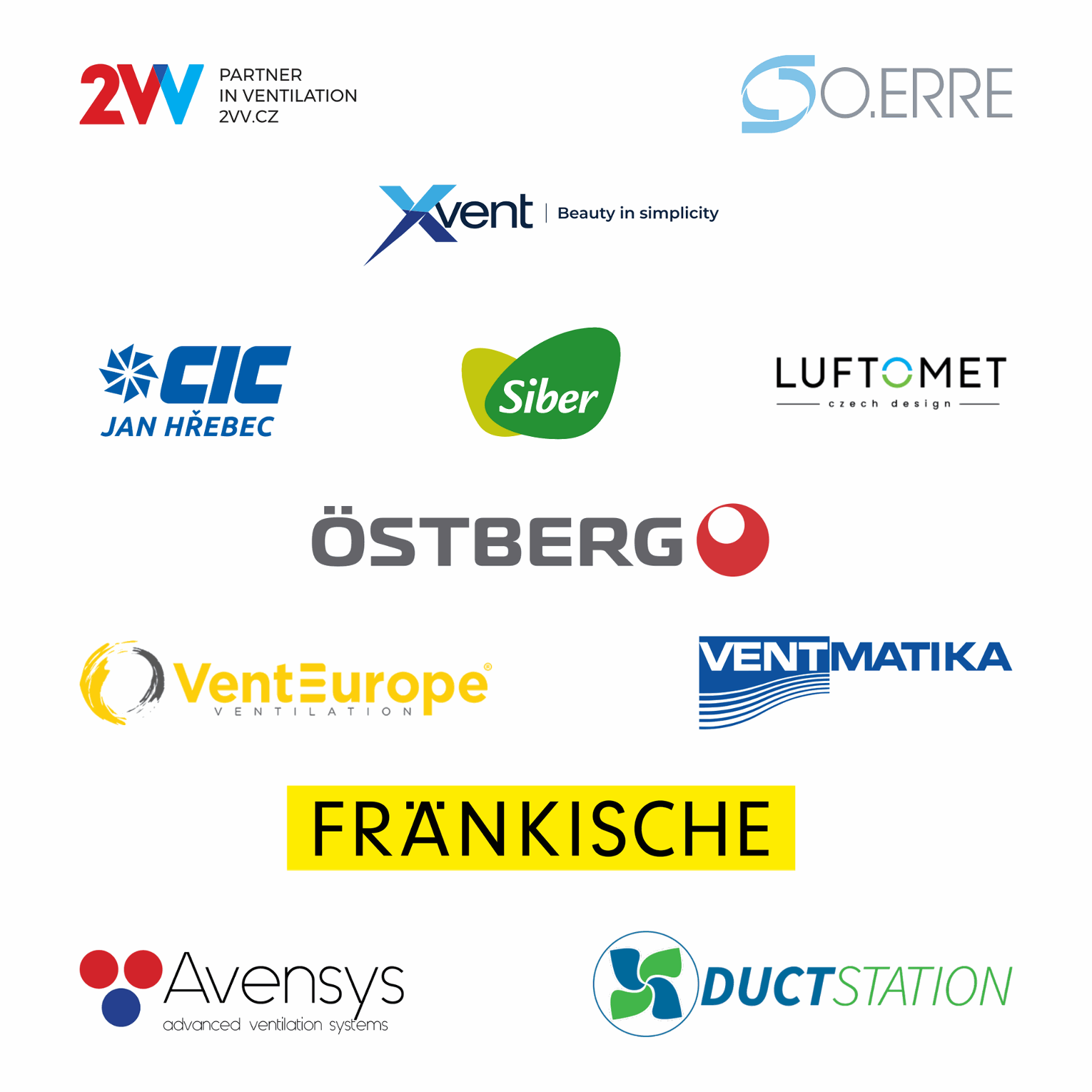 Our Partners - 2VV|OERRE|XVENT|CIC|SIBER|LUTOMET|OSTBERG|VENTEUROPE|VENTMATIKA|FRANKISCHE|AVENSYS|DUCTSTATION